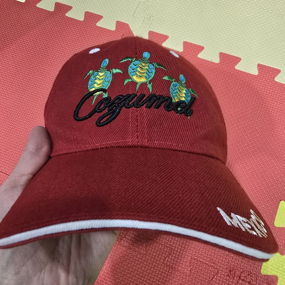 Cozumel Mexico Souvenir Baseball Cap Hat - Red -‎ Embroidered Turtles - One Size